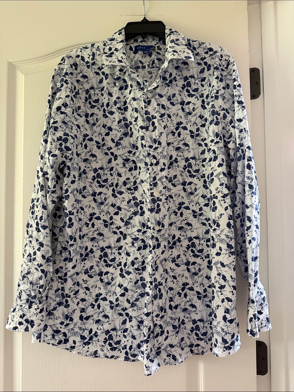 Apt. 9 White Shirt with Navy Floral Print